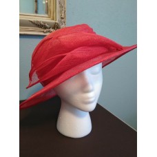 Baxter & Wells Red Straw Wicker Mujer&apos;s Wide Brim Fancy Hat Derby OS Bow Accent  eb-95898678